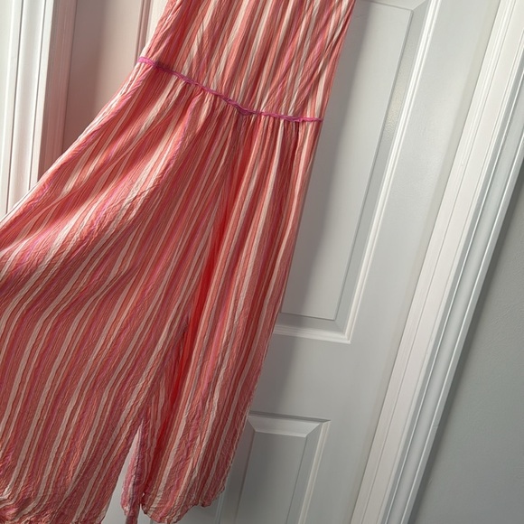 Anthropologie Lounge wide leg Romper Size Medium stripe pink and orange - Picture 8 of 9